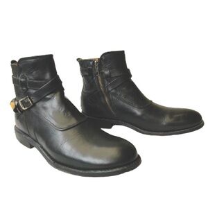 FRYE Jayden Cross Strap Black Leather Boots